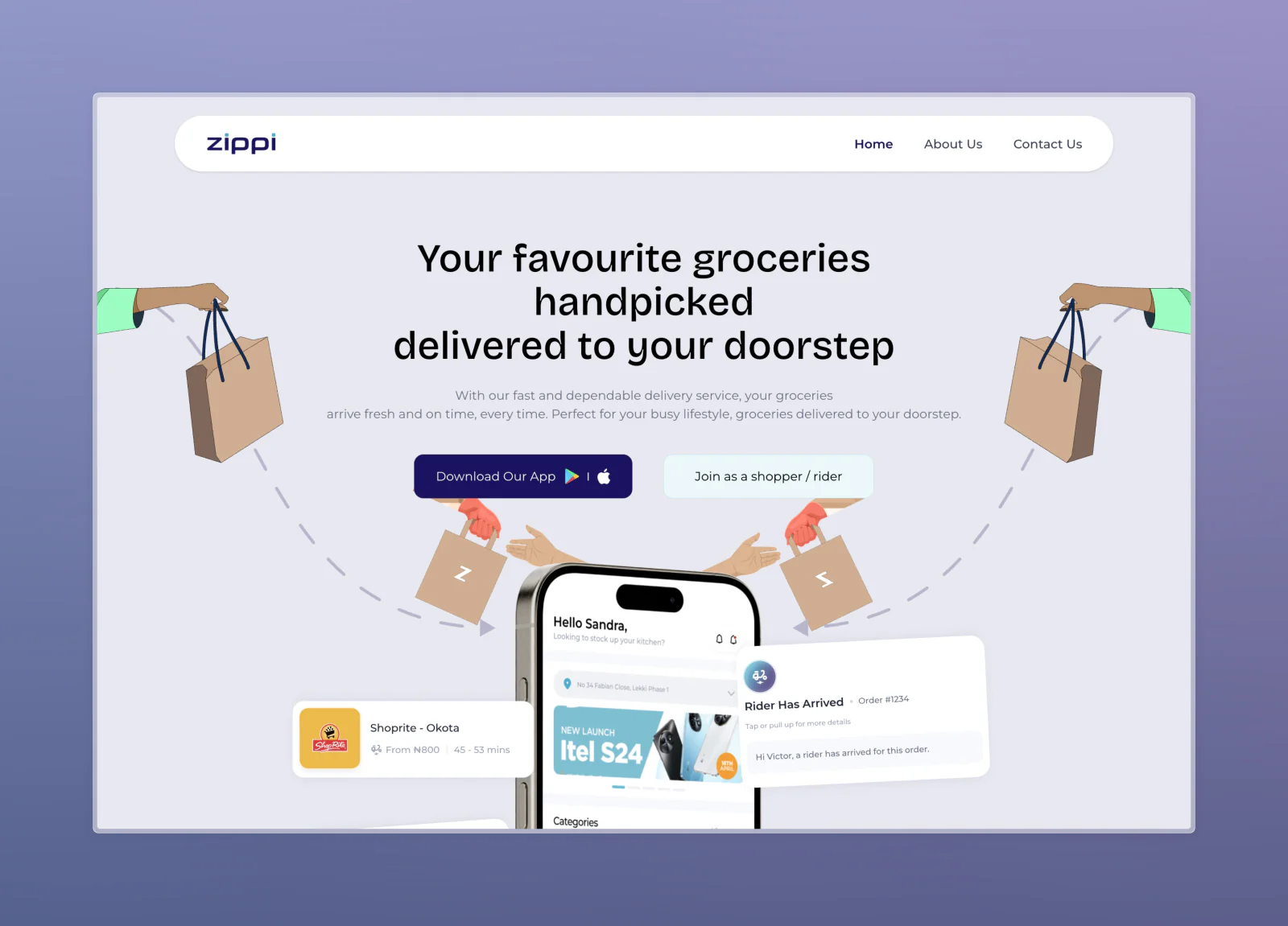 Zippi grocery shopping and delivery experience